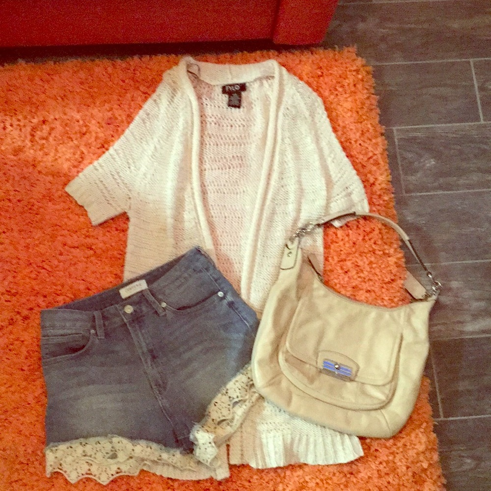 Just USA Jean shorts with lace trim at the bottom